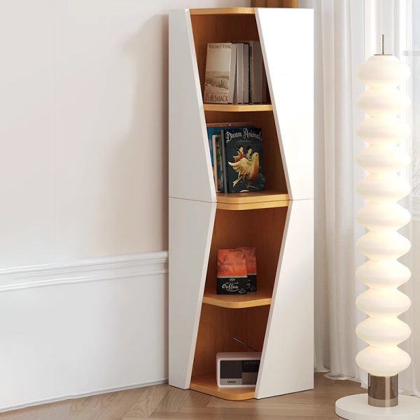 Modern Minimalist Triangle Solid Wood Compact Corner Bookcase 2/4/6-Tier Storage Rack For Home Office - Image 12