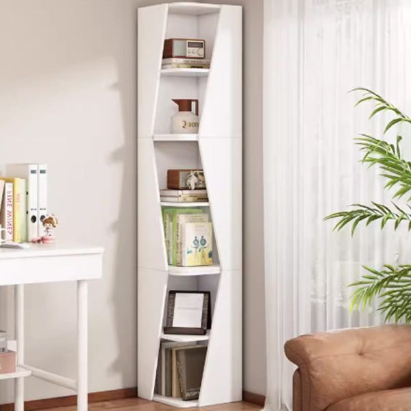Modern Minimalist Triangle Solid Wood Compact Corner Bookcase 2/4/6-Tier Storage Rack For Home Office - Image 18
