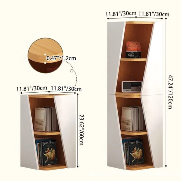 Modern Minimalist Triangle Solid Wood Compact Corner Bookcase 2/4/6-Tier Storage Rack For Home Office - Image 3
