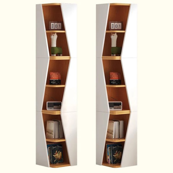 Modern Minimalist Triangle Solid Wood Compact Corner Bookcase 2/4/6-Tier Storage Rack For Home Office - Image 13