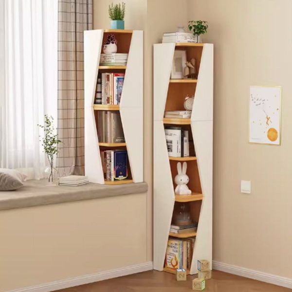 Modern Minimalist Triangle Solid Wood Compact Corner Bookcase 2/4/6-Tier Storage Rack For Home Office - Image 14