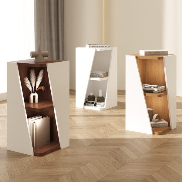 Modern Minimalist Triangle Solid Wood Compact Corner Bookcase 2/4/6-Tier Storage Rack For Home Office - Image 17