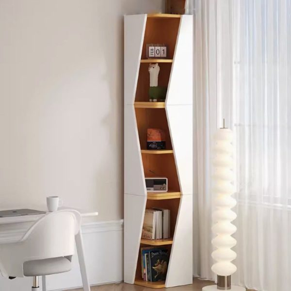 Modern Minimalist Triangle Solid Wood Compact Corner Bookcase 2/4/6-Tier Storage Rack For Home Office - Image 9