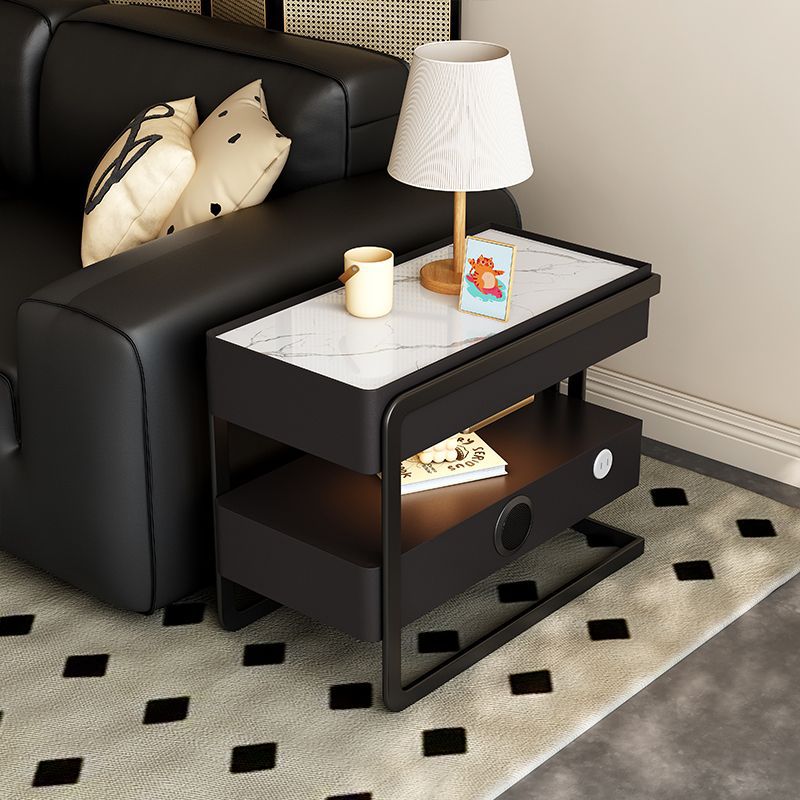 DFM-Table-FL04743-10.jpg Contemporary Luxury Rectangular Sintered Stone Top Side Table 2-Tier With 2 Drawers For Living Room - Image 1