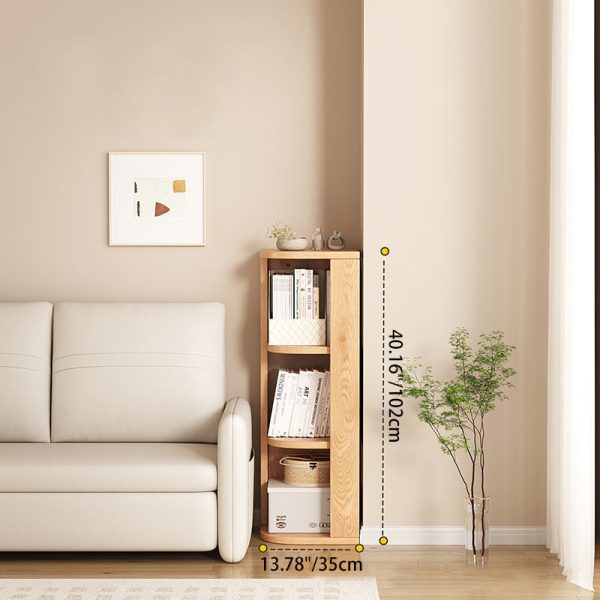 Traditional Japanese Solid Wood Compact Corner Bookcase 3/4/5-Tier Storage Rack For Home Office - Image 3