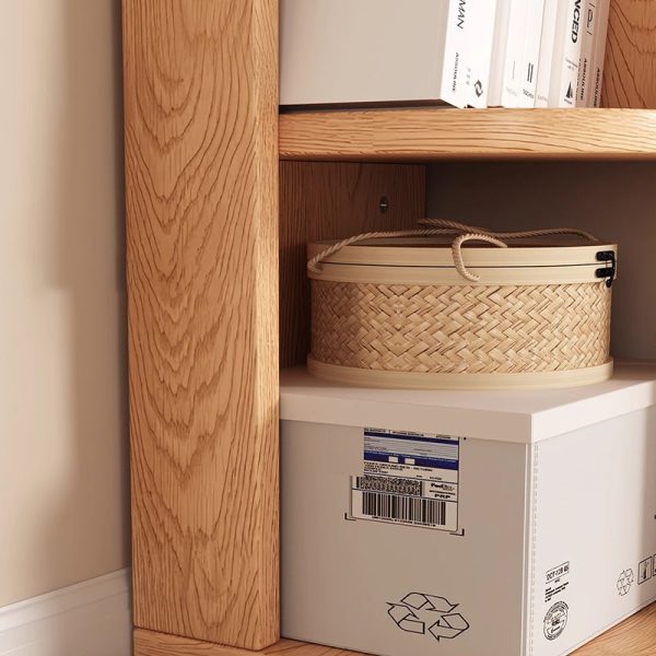 Traditional Japanese Solid Wood Compact Corner Bookcase 3/4/5-Tier Storage Rack For Home Office - Image 8