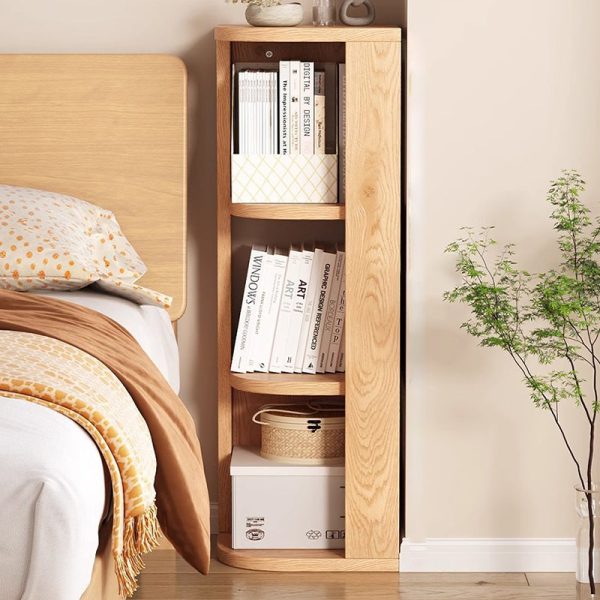 Traditional Japanese Solid Wood Compact Corner Bookcase 3/4/5-Tier Storage Rack For Home Office - Image 13