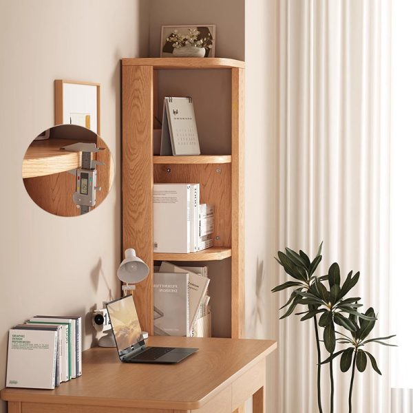 Traditional Japanese Solid Wood Compact Corner Bookcase 3/4/5-Tier Storage Rack For Home Office - Image 12