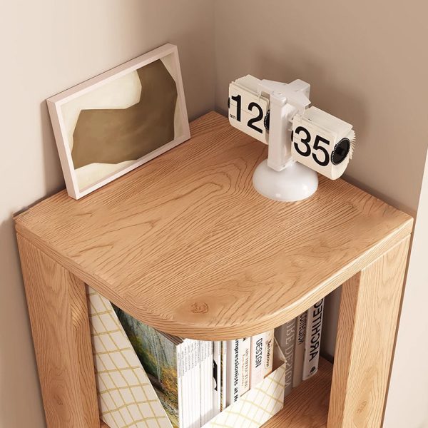 Traditional Japanese Solid Wood Compact Corner Bookcase 3/4/5-Tier Storage Rack For Home Office - Image 10