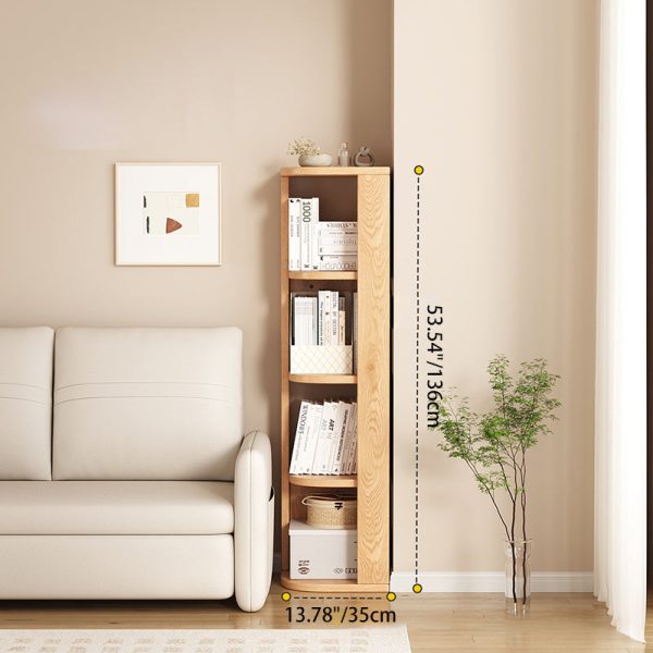 Traditional Japanese Solid Wood Compact Corner Bookcase 3/4/5-Tier Storage Rack For Home Office - Image 4