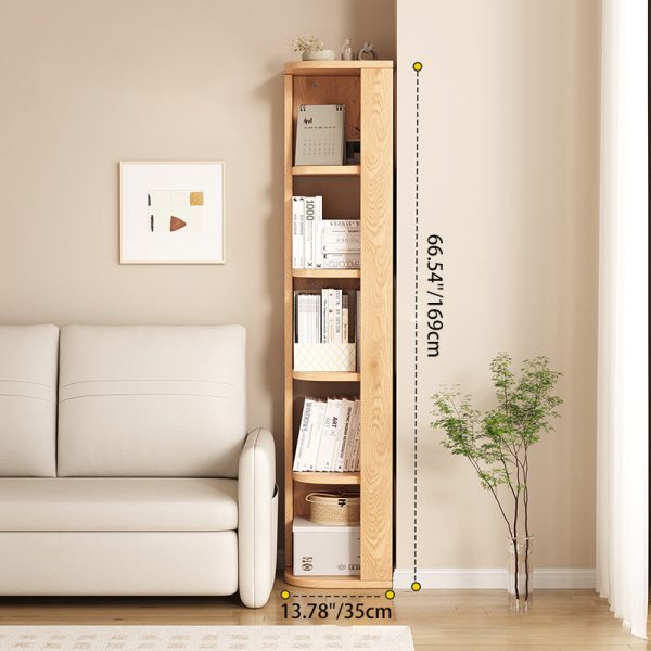 Traditional Japanese Solid Wood Compact Corner Bookcase 3/4/5-Tier Storage Rack For Home Office - Image 5
