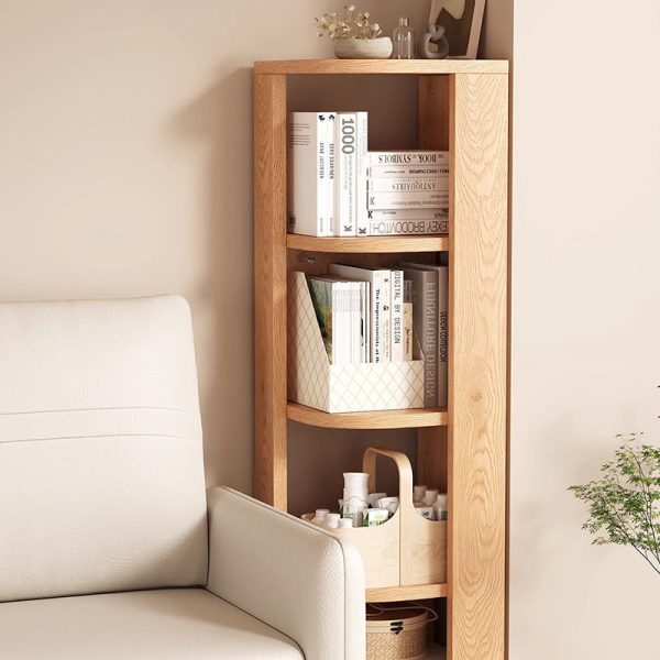 Traditional Japanese Solid Wood Compact Corner Bookcase 3/4/5-Tier Storage Rack For Home Office - Image 11