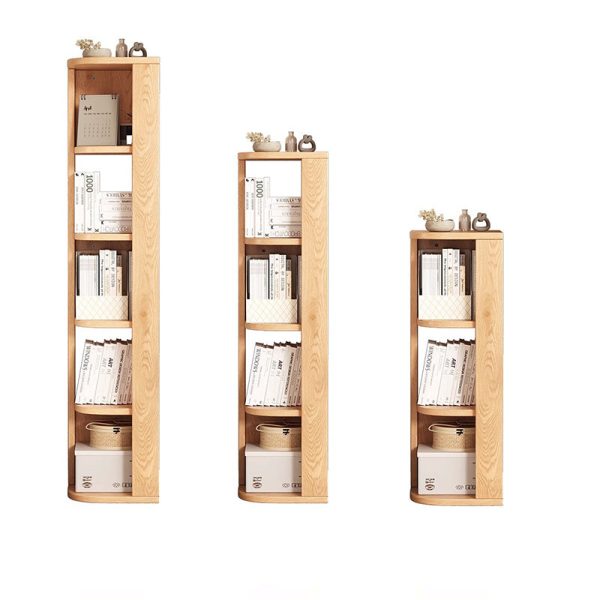 Traditional Japanese Solid Wood Compact Corner Bookcase 3/4/5-Tier Storage Rack For Home Office - Image 14