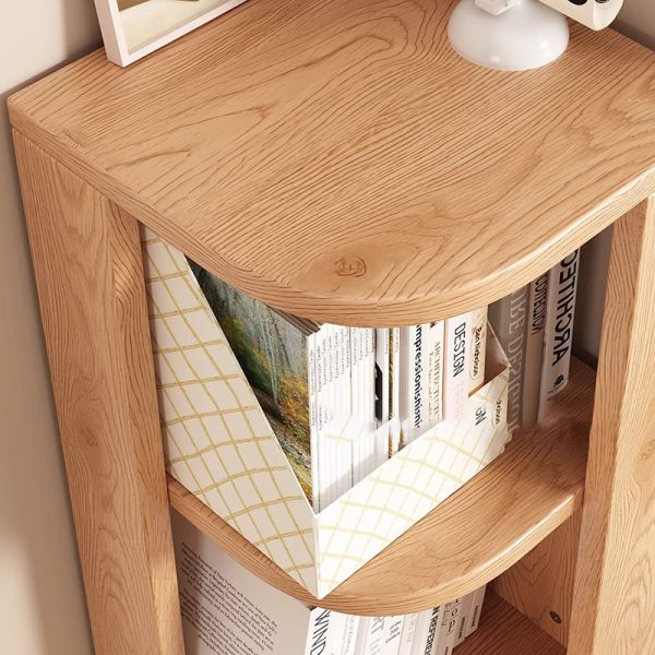 Traditional Japanese Solid Wood Compact Corner Bookcase 3/4/5-Tier Storage Rack For Home Office - Image 6