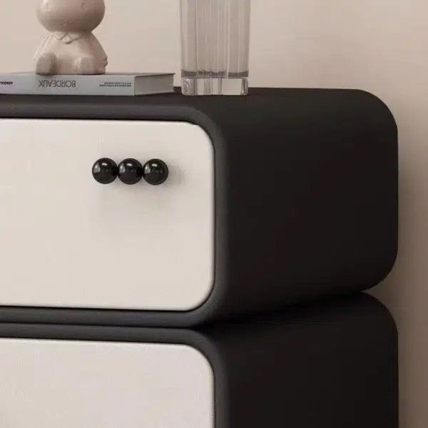 Contemporary Scandinavian Cream Rectangular Wood Density Panel Nightstand 2-Drawer For Bedroom - Image 7