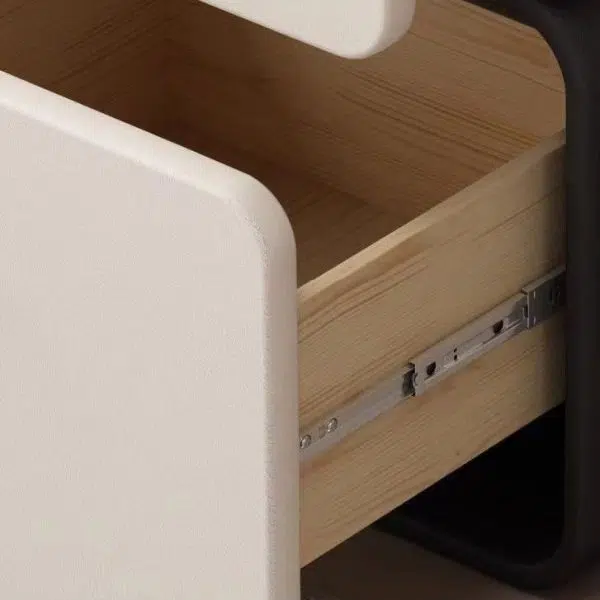 Contemporary Scandinavian Cream Rectangular Wood Density Panel Nightstand 2-Drawer For Bedroom - Image 10