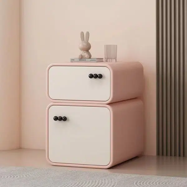 Contemporary Scandinavian Cream Rectangular Wood Density Panel Nightstand 2-Drawer For Bedroom - Image 14