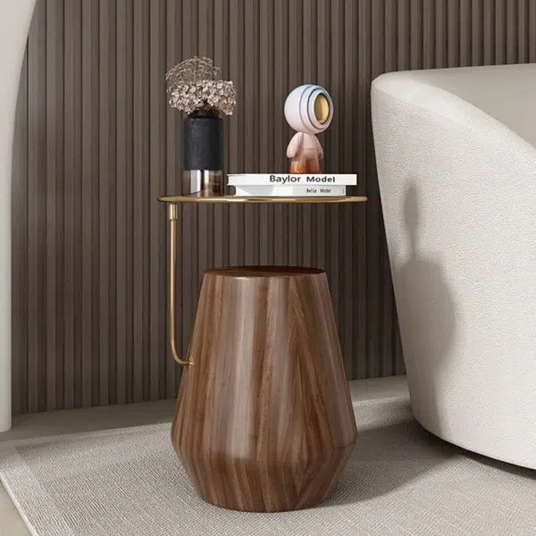 Contemporary Creative Round Oval Stainless Steel Marble Wood Coffee Table For Living Room - Image 2