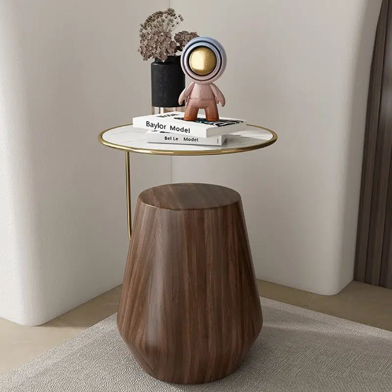 DFM-Table-FM00229-9.jpg Contemporary Creative Round Oval Stainless Steel Marble Wood Coffee Table For Living Room - Image 1