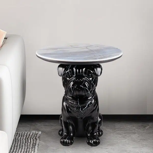 Contemporary Creative Bulldog Puppy Resin Hyper Crystalline Rock End Table For Living Room - Image 8