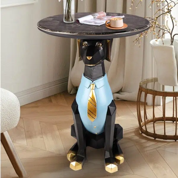 Contemporary Creative Bulldog Puppy Resin Hyper Crystalline Rock End Table For Living Room - Image 12