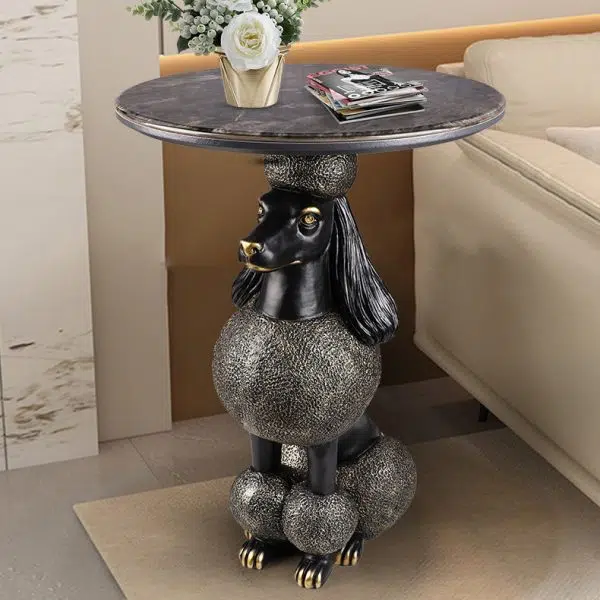 Contemporary Creative Bulldog Puppy Resin Hyper Crystalline Rock End Table For Living Room - Image 14