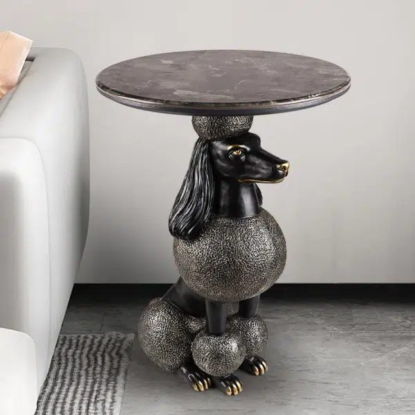 Contemporary Creative Bulldog Puppy Resin Hyper Crystalline Rock End Table For Living Room - Image 13