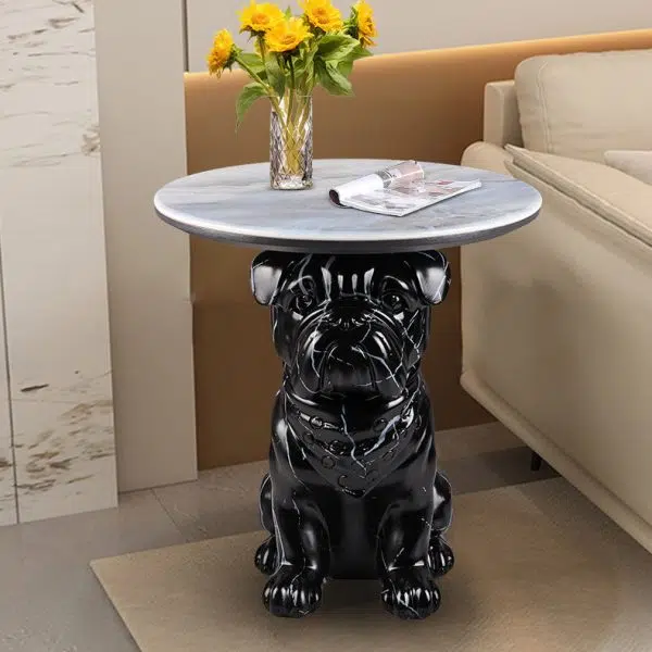 Contemporary Creative Bulldog Puppy Resin Hyper Crystalline Rock End Table For Living Room - Image 17