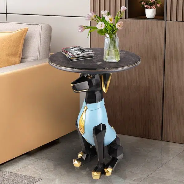 Contemporary Creative Bulldog Puppy Resin Hyper Crystalline Rock End Table For Living Room - Image 16