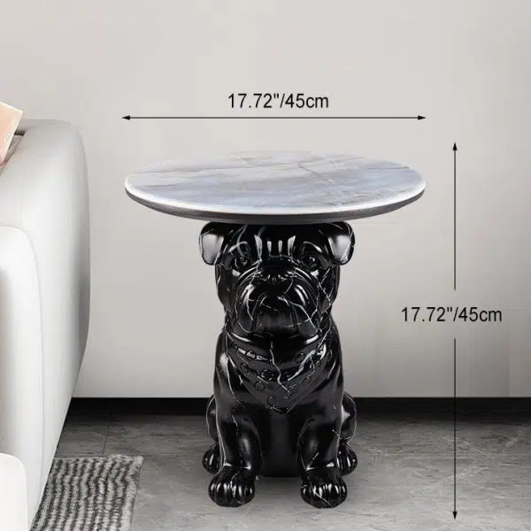 Contemporary Creative Bulldog Puppy Resin Hyper Crystalline Rock End Table For Living Room - Image 4