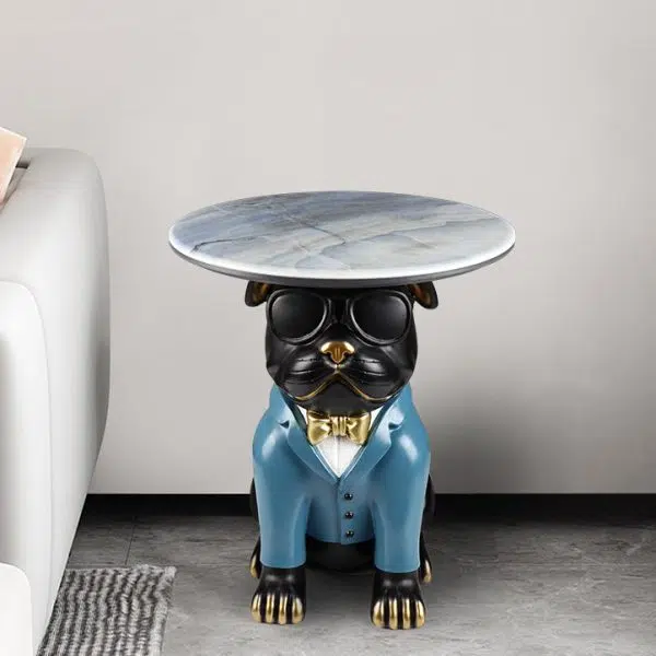 Contemporary Creative Bulldog Puppy Resin Hyper Crystalline Rock End Table For Living Room - Image 9