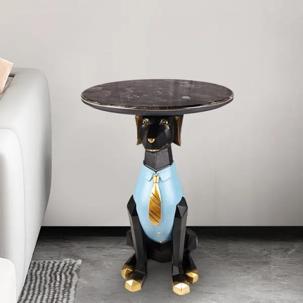Contemporary Creative Bulldog Puppy Resin Hyper Crystalline Rock End Table For Living Room - Image 3