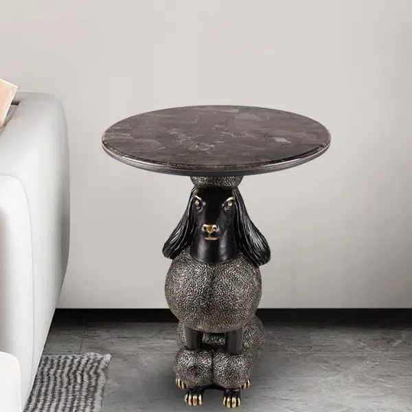 Contemporary Creative Bulldog Puppy Resin Hyper Crystalline Rock End Table For Living Room - Image 10