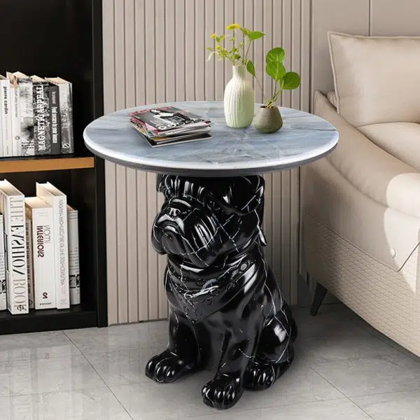 Contemporary Creative Bulldog Puppy Resin Hyper Crystalline Rock End Table For Living Room - Image 2