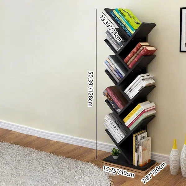 Contemporary Creative Tree Rectangle Wood Bookshelves 5/9 Tier For Home Office - Image 23