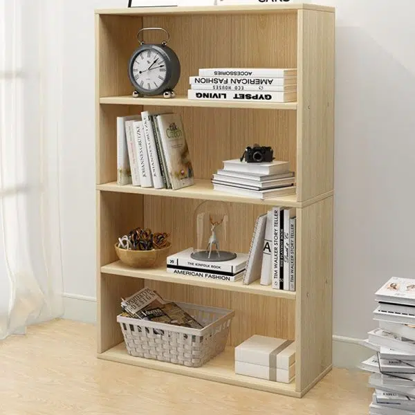 Modern Minimalist Rectangular Wood Bookshelves 2/3/4/5 Tier For Home Office - Image 15