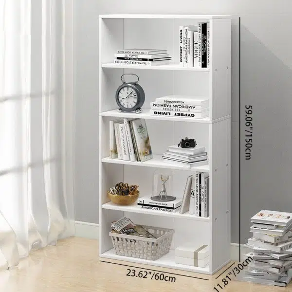 Modern Minimalist Rectangular Wood Bookshelves 2/3/4/5 Tier For Home Office - Image 7