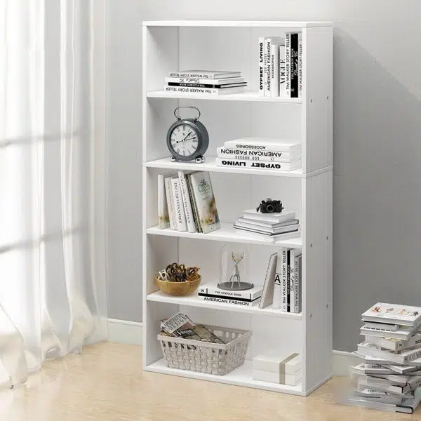 Modern Minimalist Rectangular Wood Bookshelves 2/3/4/5 Tier For Home Office - Image 18