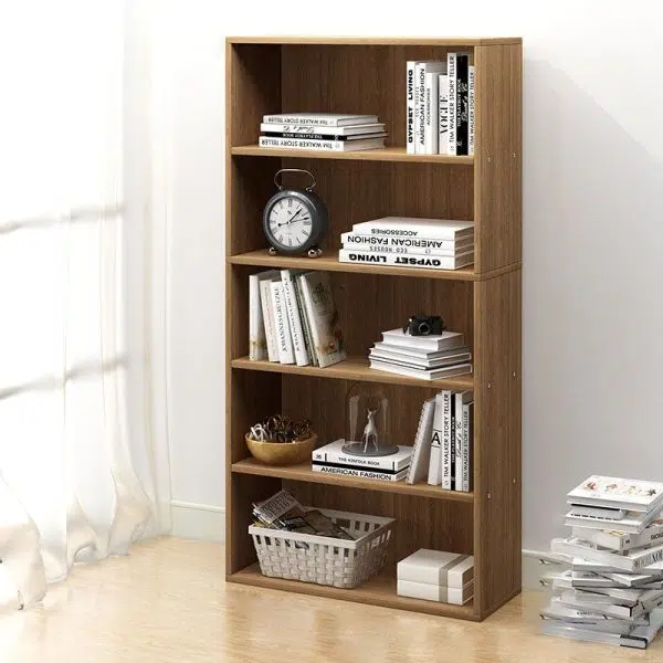 Modern Minimalist Rectangular Wood Bookshelves 2/3/4/5 Tier For Home Office - Image 17