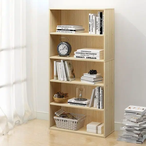 Modern Minimalist Rectangular Wood Bookshelves 2/3/4/5 Tier For Home Office - Image 19