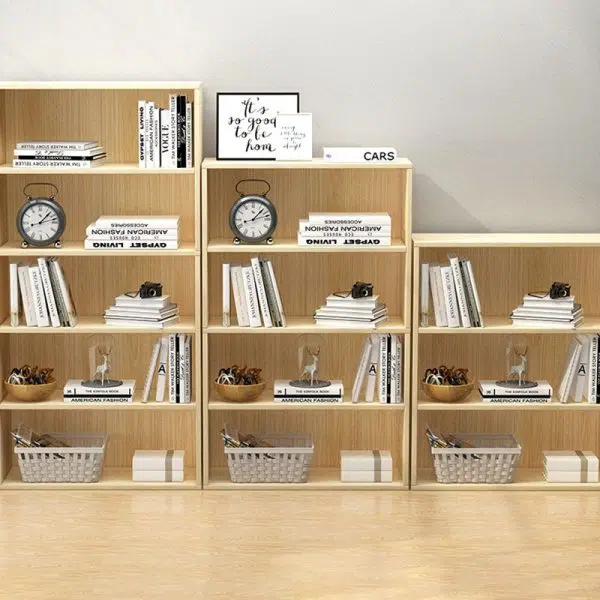 Modern Minimalist Rectangular Wood Bookshelves 2/3/4/5 Tier For Home Office - Image 22