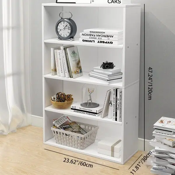 Modern Minimalist Rectangular Wood Bookshelves 2/3/4/5 Tier For Home Office - Image 6