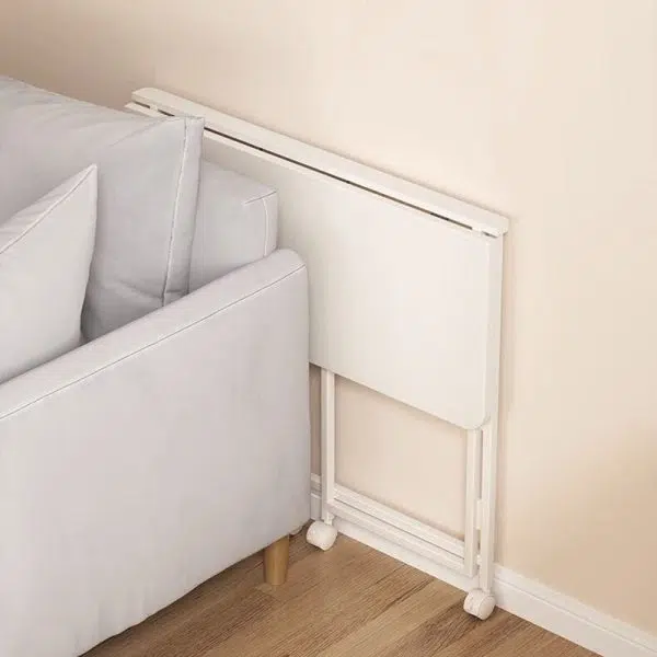 Modern Minimalist Moveable Foldable Rectangular Wood Panel Desk For Home Office - Image 16