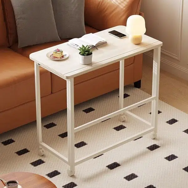 Modern Minimalist Moveable Foldable Rectangular Wood Panel Desk For Home Office - Image 20