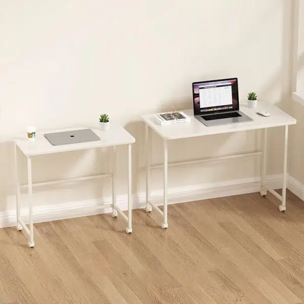 Modern Minimalist Moveable Foldable Rectangular Wood Panel Desk For Home Office - Image 22