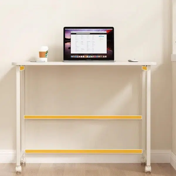 Modern Minimalist Moveable Foldable Rectangular Wood Panel Desk For Home Office - Image 13