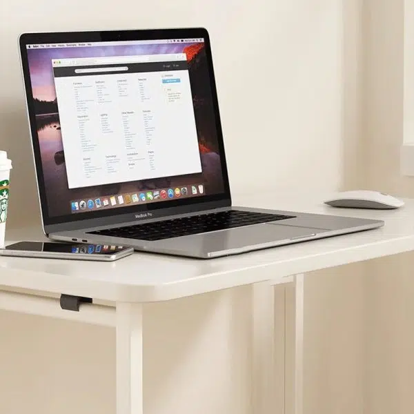 Modern Minimalist Moveable Foldable Rectangular Wood Panel Desk For Home Office - Image 11