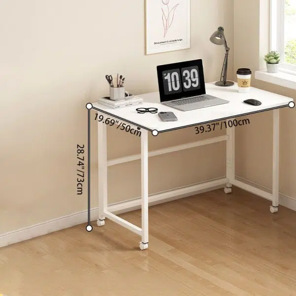 Modern Minimalist Moveable Foldable Rectangular Wood Panel Desk For Home Office - Image 5