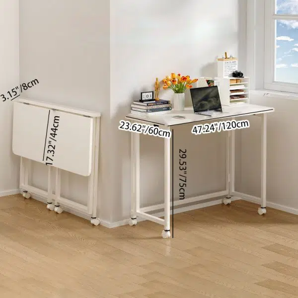 Modern Minimalist Moveable Foldable Rectangular Wood Panel Desk For Home Office - Image 6