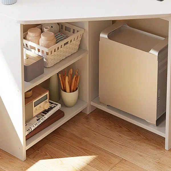 Modern Minimalist Triangle Curved Density Board Desk For Home Office - Image 7